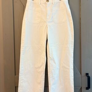 Quince Wide Leg Cropped Chino Pants in White/Cream Size 12